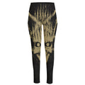 Satanic Pentagram Skull Print High-Waisted Pocket Leggings