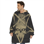 Satanic Pentagram Skull Print Hoodie Blanket