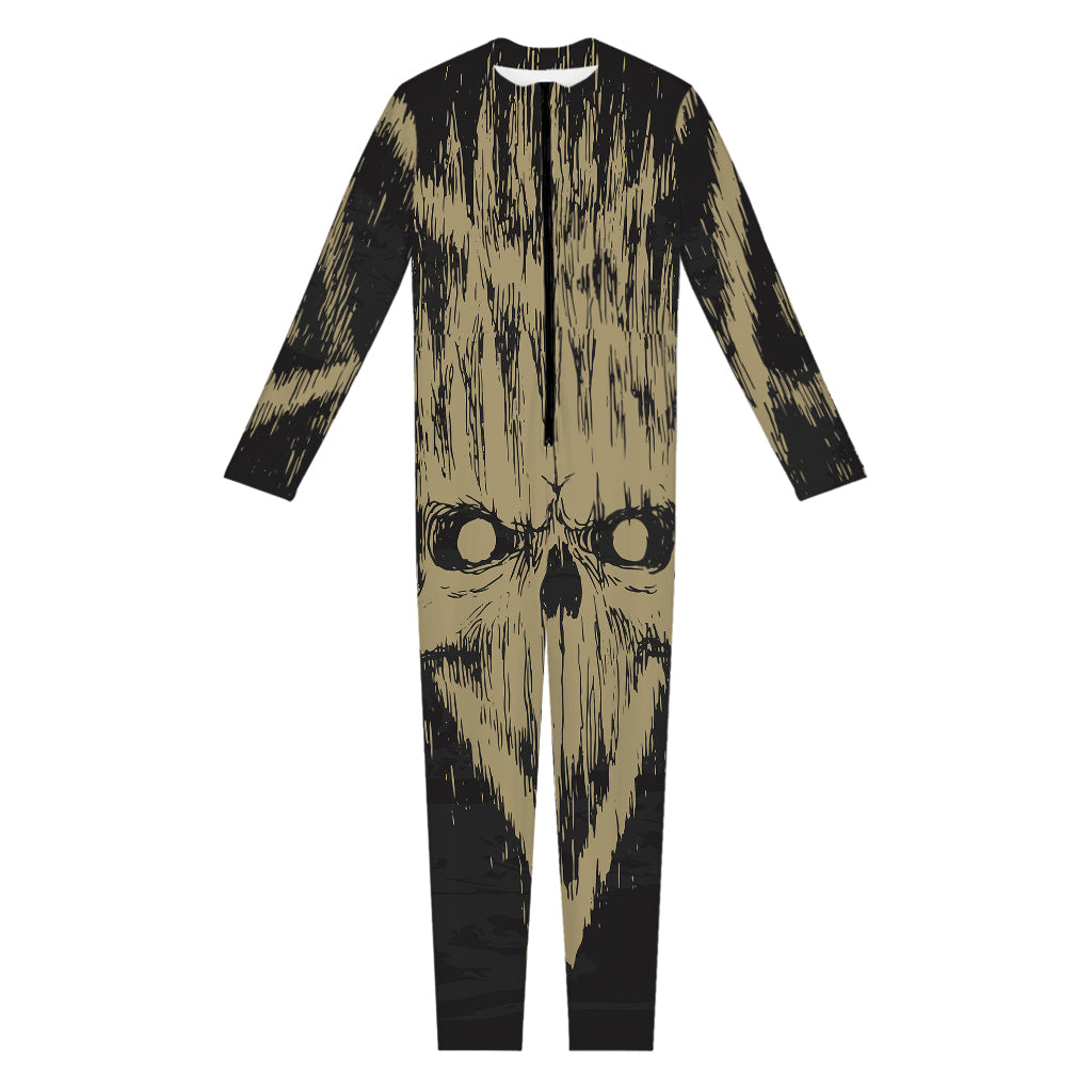 Satanic Pentagram Skull Print Jumpsuit