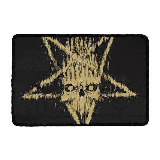 Satanic Pentagram Skull Print Kitchen Mat