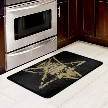 Satanic Pentagram Skull Print Kitchen Mat