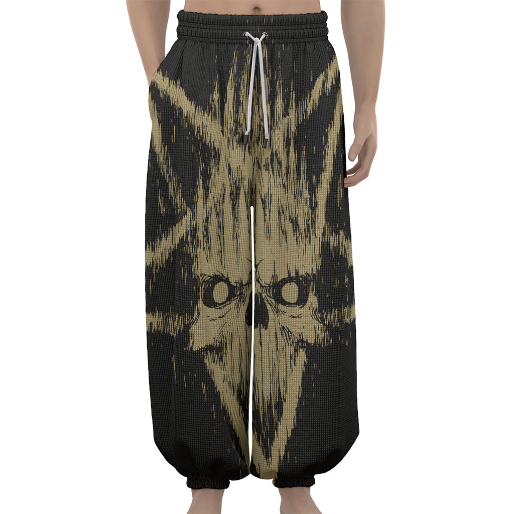 Satanic Pentagram Skull Print Lantern Pants