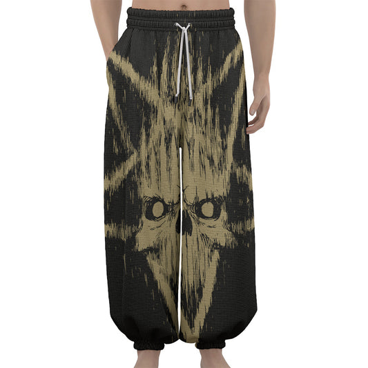 Satanic Pentagram Skull Print Lantern Pants