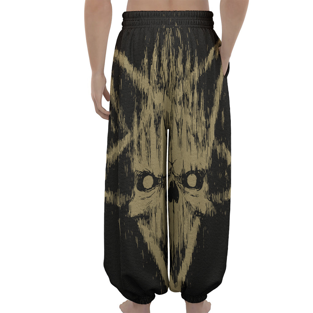 Satanic Pentagram Skull Print Lantern Pants