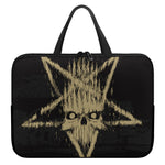Satanic Pentagram Skull Print Laptop Sleeve With Handle