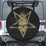Satanic Pentagram Skull Print Leather Spare Tire Cover