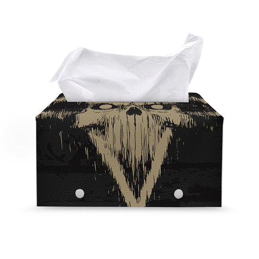 Satanic Pentagram Skull Print Leather Tissue Box Cover
