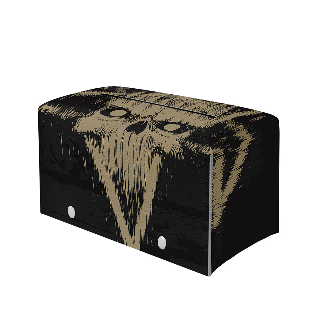 Satanic Pentagram Skull Print Leather Tissue Box Cover