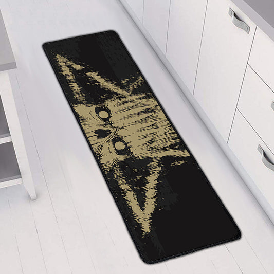 Satanic Pentagram Skull Print Long Kitchen Mat