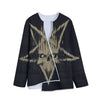 Satanic Pentagram Skull Print Long Sleeve Short Coat