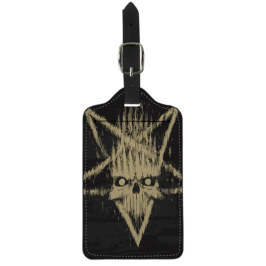 Satanic Pentagram Skull Print Luggage Tag