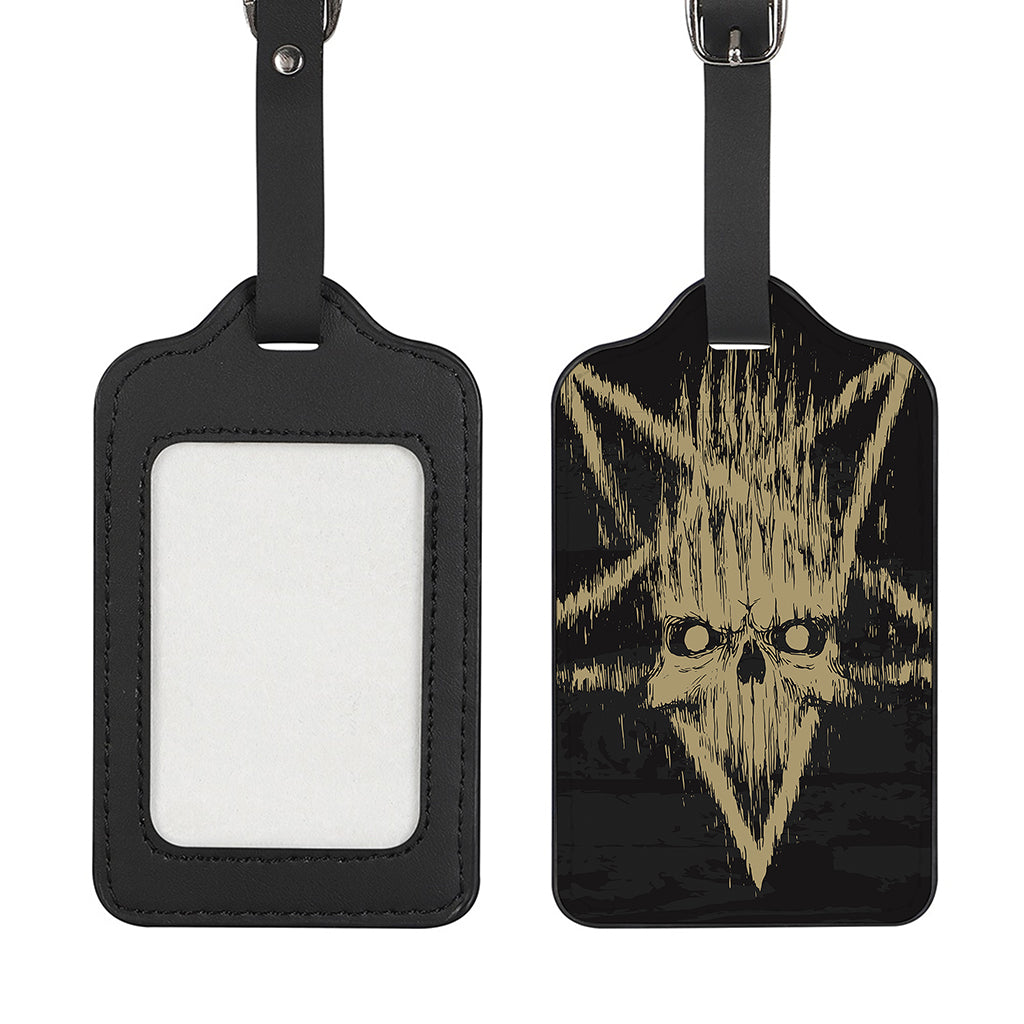 Satanic Pentagram Skull Print Luggage Tag
