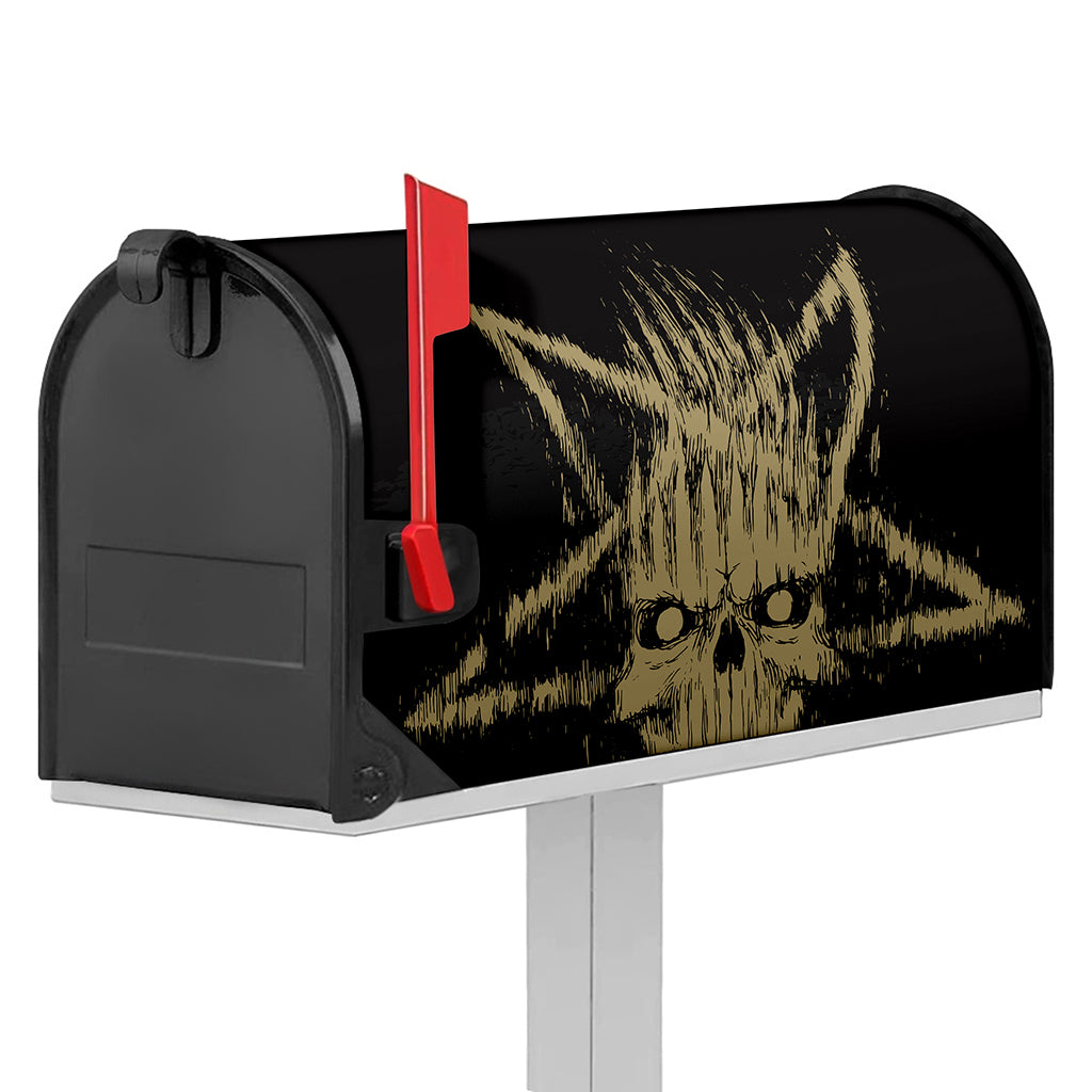 Satanic Pentagram Skull Print Mailbox Cover
