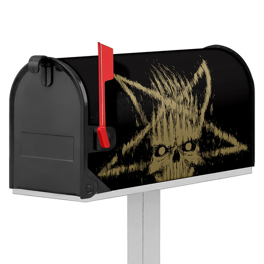 Satanic Pentagram Skull Print Mailbox Cover