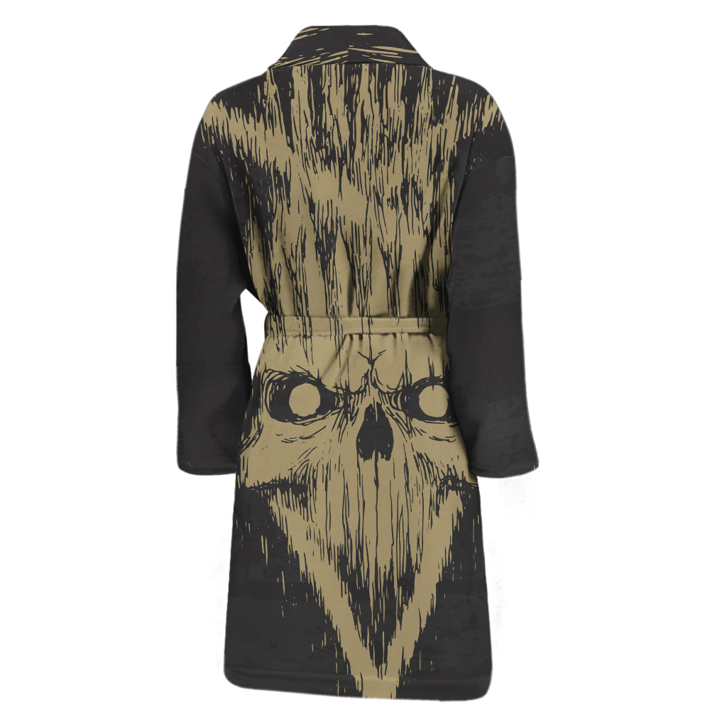 Satanic Pentagram Skull Print Men's Bathrobe