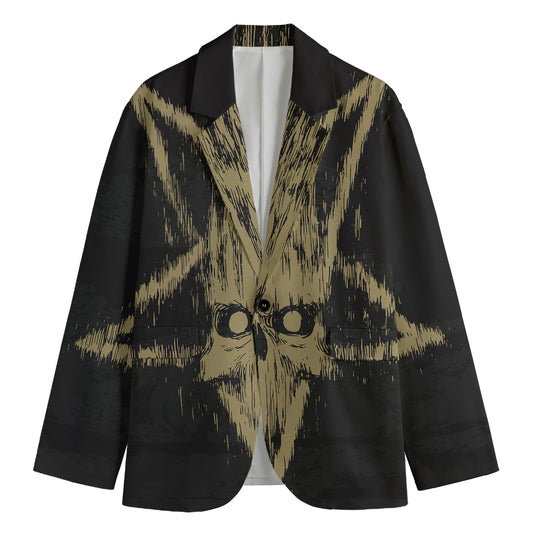Satanic Pentagram Skull Print Men's Blazer