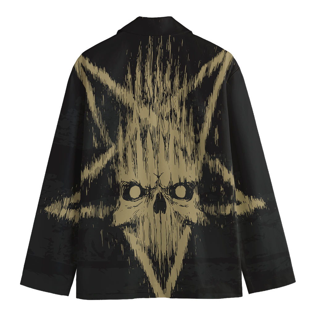 Satanic Pentagram Skull Print Men's Blazer