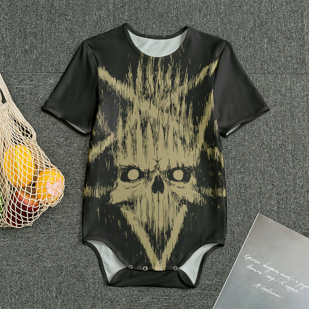 Satanic Pentagram Skull Print Men's Bodysuit