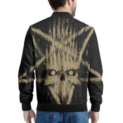 Satanic Pentagram Skull Print Men's Bomber Jacket