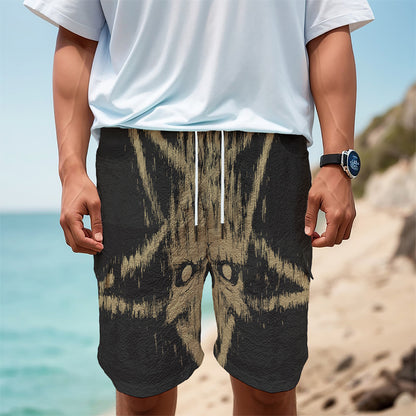 Satanic Pentagram Skull Print Men's Cargo Shorts