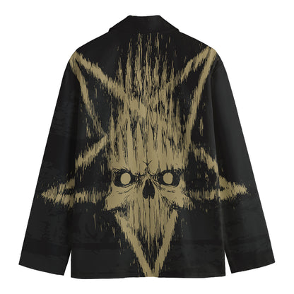 Satanic Pentagram Skull Print Men's Cotton Blazer