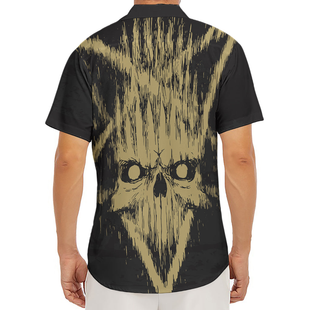 Satanic Pentagram Skull Print Men's Deep V-Neck Shirt