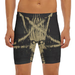 Satanic Pentagram Skull Print Men's Long Boxer Briefs