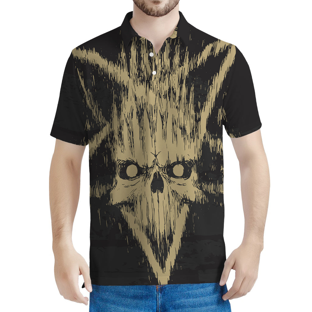 Satanic Pentagram Skull Print Men's Polo Shirt