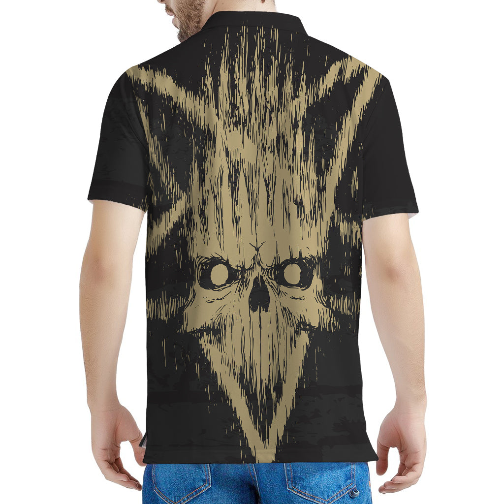 Satanic Pentagram Skull Print Men's Polo Shirt