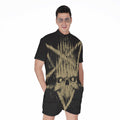 Satanic Pentagram Skull Print Men's Romper