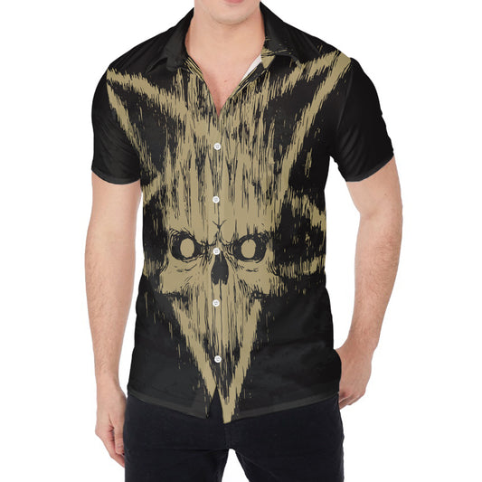 Satanic Pentagram Skull Print Men's Shirt