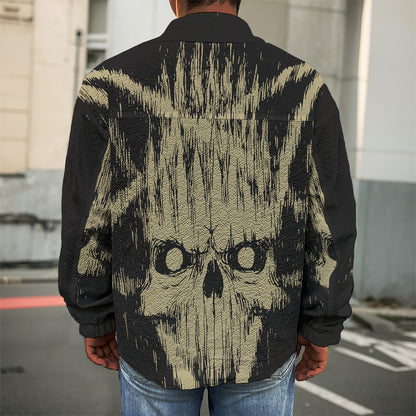 Satanic Pentagram Skull Print Men's Shirt Jacket