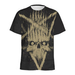 Satanic Pentagram Skull Print Men's Sports T-Shirt