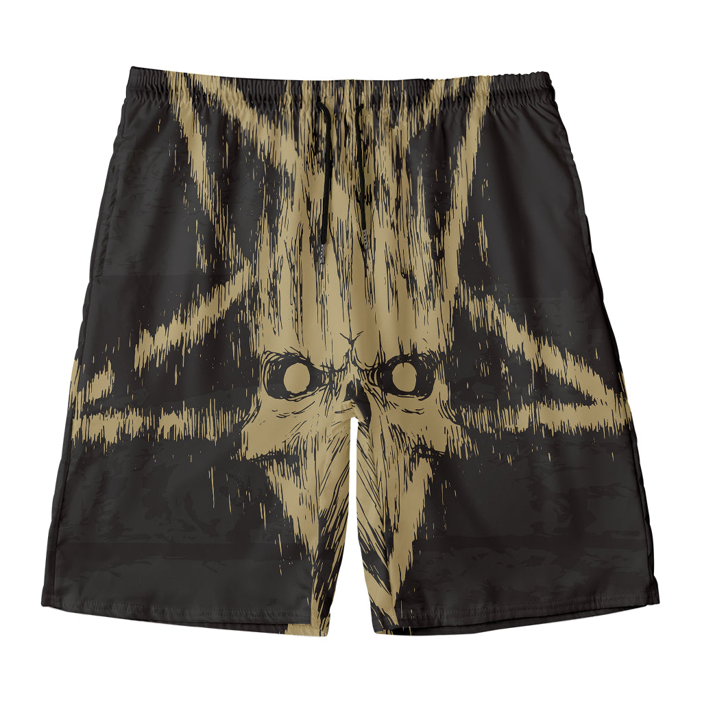 Satanic Pentagram Skull Print Men's Swim Trunks