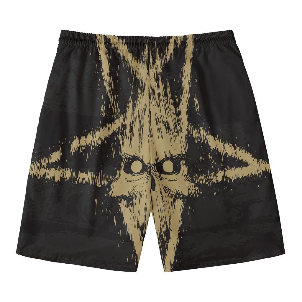 Satanic Pentagram Skull Print Men's Swim Trunks