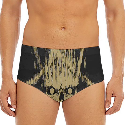 Satanic Pentagram Skull Print Men's Triangle Swim Briefs