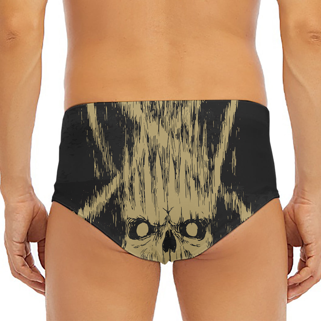 Satanic Pentagram Skull Print Men's Triangle Swim Briefs