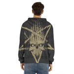 Satanic Pentagram Skull Print Men's Velvet Pullover Hoodie