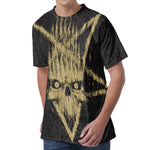 Satanic Pentagram Skull Print Men's Velvet T-Shirt