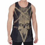Satanic Pentagram Skull Print Men's Velvet Tank Top