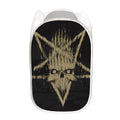 Satanic Pentagram Skull Print Mesh Laundry Hamper