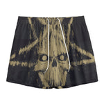 Satanic Pentagram Skull Print Mesh Shorts