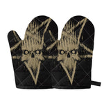 Satanic Pentagram Skull Print Oven Mitts