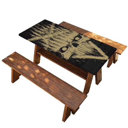 Satanic Pentagram Skull Print Picnic Table Cover