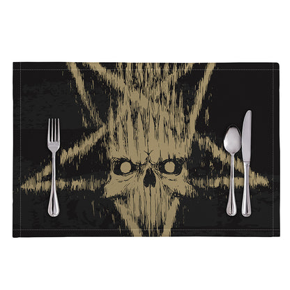 Satanic Pentagram Skull Print Placemat