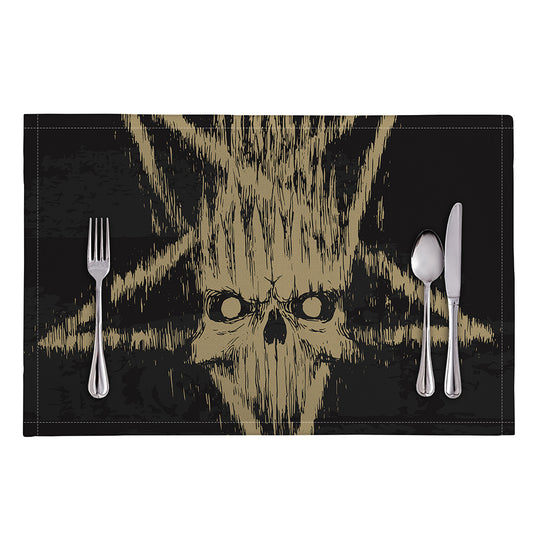 Satanic Pentagram Skull Print Placemat