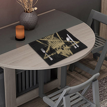 Satanic Pentagram Skull Print Placemat