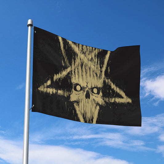 Satanic Pentagram Skull Print Polyester Flag