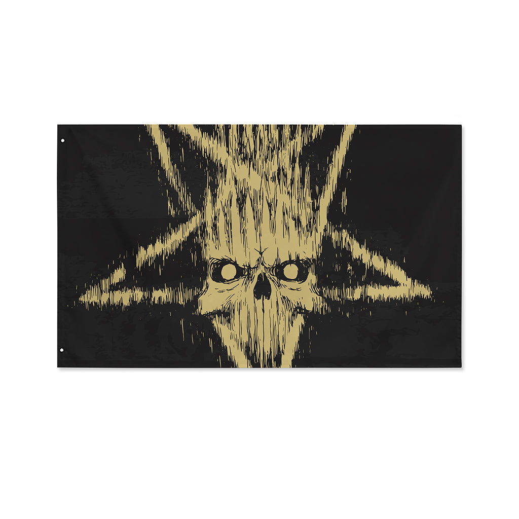 Satanic Pentagram Skull Print Polyester Flag