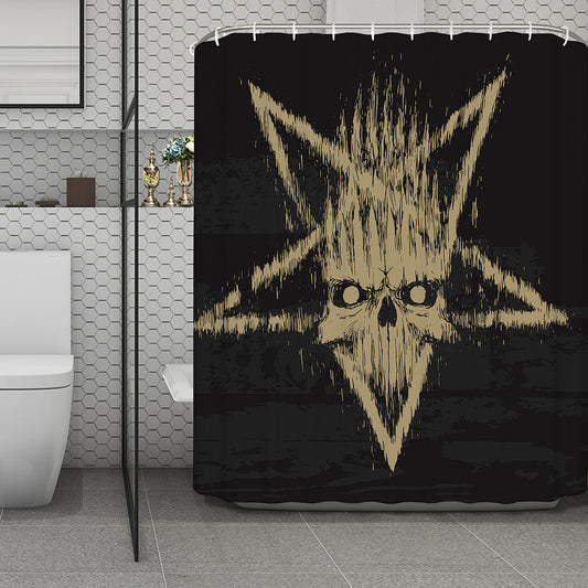 Satanic Pentagram Skull Print Polyester Shower Curtain